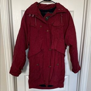 Vintage Kaos Burgundy Parka with Hood Sz Medium